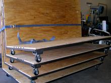 Custom Moving Carts stacked for transport
