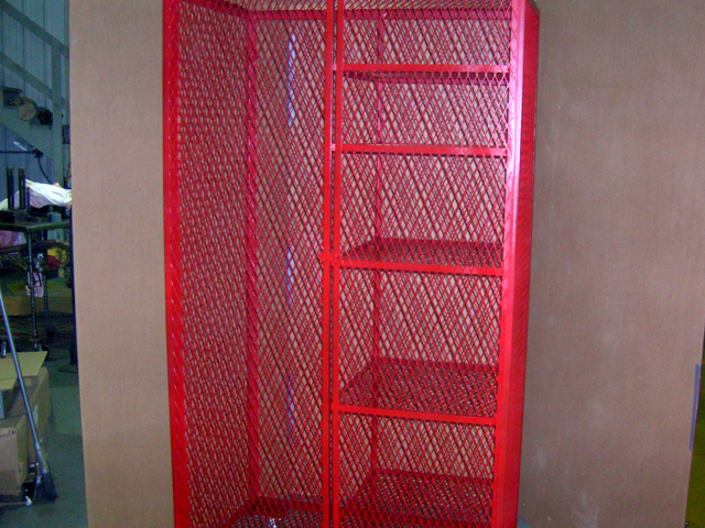 Red mounted cage for safety