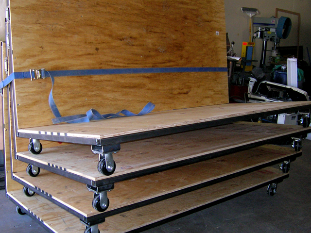 Custom Moving Carts stacked for transport